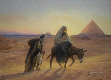 Christian Jesus Painting - Flight into Egypt Eugene Girardet Christian